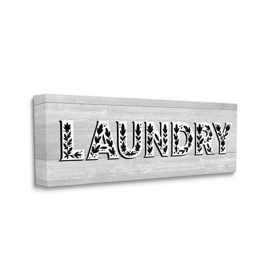 Stupell Industries Laundry Typography Sign Floral Patterns Minimal, 10 x 24, Designed by Jo Taylor
