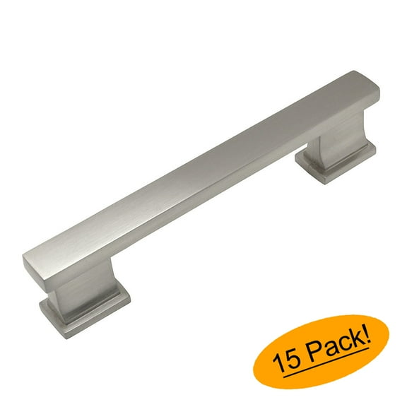 15 Pack - Cosmas 702-3.5SN Satin Nickel Contemporary Cabinet Hardware Handle Pull - 3-1/2" Inch (89mm) Hole Centers