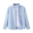 thumbnail image 3 of GiLiling Boys Denim Shirt Long Sleeve Button Shacket Western Shirts Regular Fit Cowboy Casual Lightweight Blouse (Blue, E), 3 of 5
