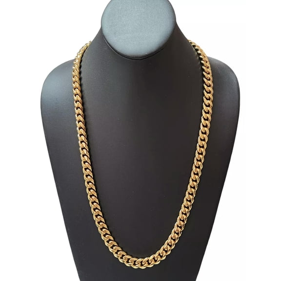GKNET Stainless Steel Gold Plated 10mm Miami Cuban Chain Necklace Unisex 26in For Men