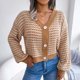 thumbnail image 1 of Puntoco Moda Mujer Otoño Invierno Rayas Manga Linterna Manga Larga Cardigan Suéter Abrigo tops Rollbacks Puntoco Puntoco-3947, 1 of 8