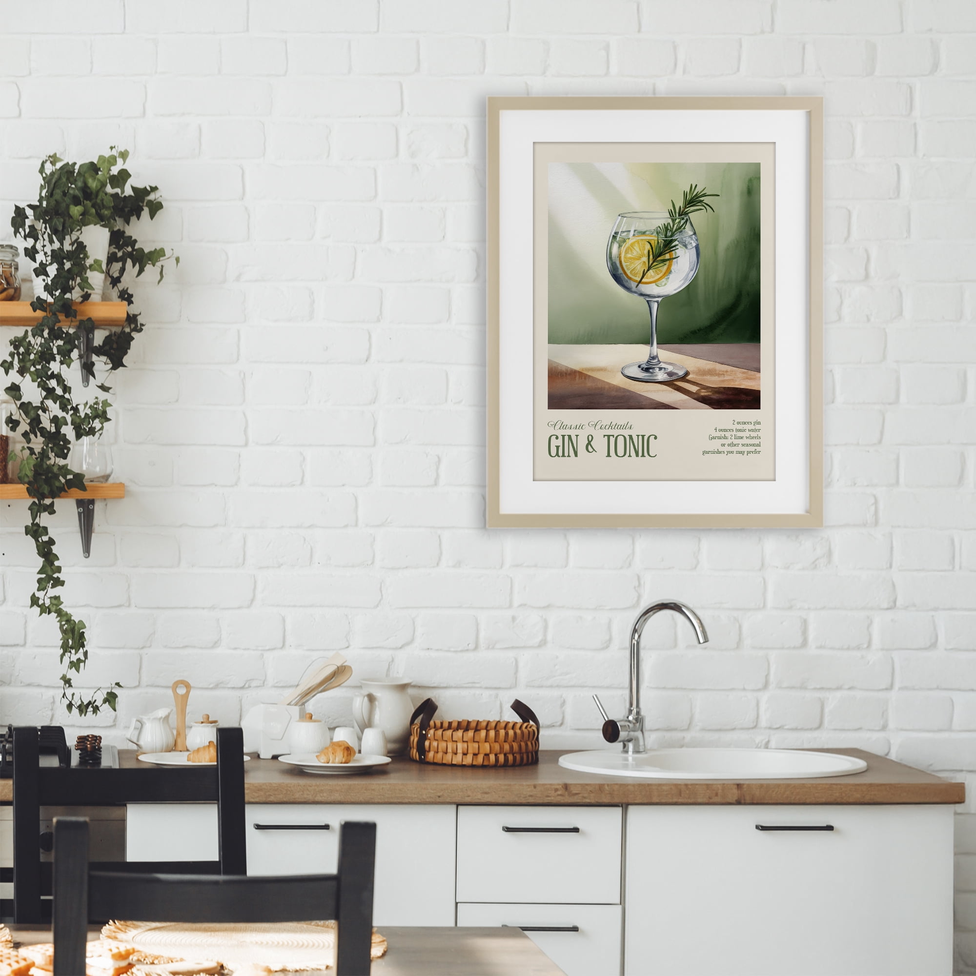 Stupell Industries Gin & Tonic Sun Rays Birch Framed Print Under Glass, design by Andreas Magnusson