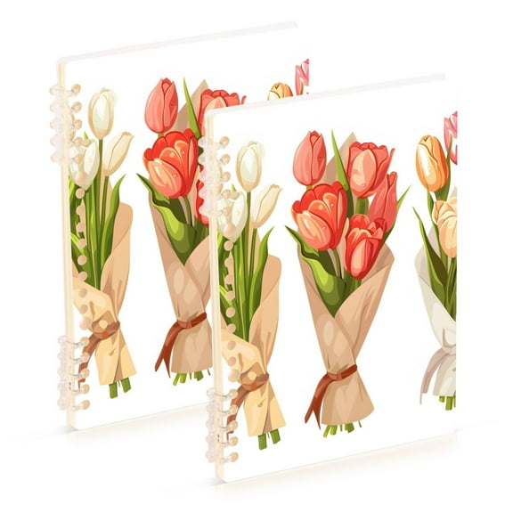 Bunch Of Flowers Ring Binder Notebook Journey Note Diary College Ruled Spiral Notebook Study Loose Leaf Paper A5 60 Pages