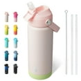 thumbnail image 1 of BJPKPK Botella de agua aislada con tapa de pajita, botellas de agua térmicas de 18 oz, mango flexible y bota antideslizante, termo de metal de acero inoxidable a prueba de fugas sin BPA, vasos, tazas,, 1 of 1