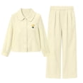 thumbnail image 2 of Amidoa Girls Summer Outfits 2 Piece Homewear Long Sleeve Cute Top and Casual Pants Kids Clothing Sets Beige Size 2, 2 of 8