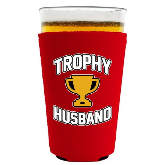Trophy Husband Pint Glass Coolie (Red)