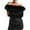 Black, variant on Ynynloco Off The Shoulder Tops for Women Fur Trim Long Sleeve Slim Fit Y2k Blousers Going Out Nightout Shirt 2025 Fall Clothes
