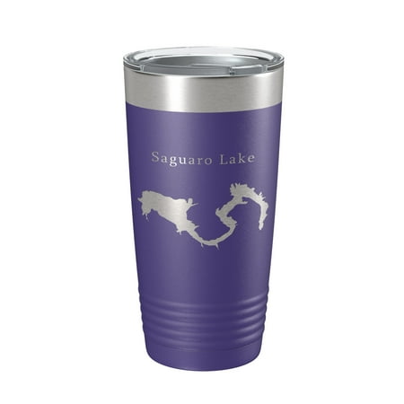 

Saguaro Lake Map Tumbler Travel Mug Insulated Laser Engraved Coffee Cup Arizona 20 oz Purple