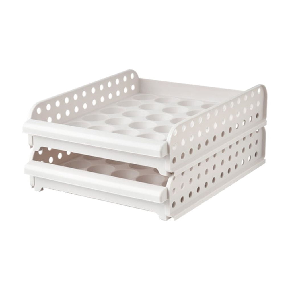 SOPOTUTU Egg Holder For Fridge Egg Storage Box White PP 1 Set