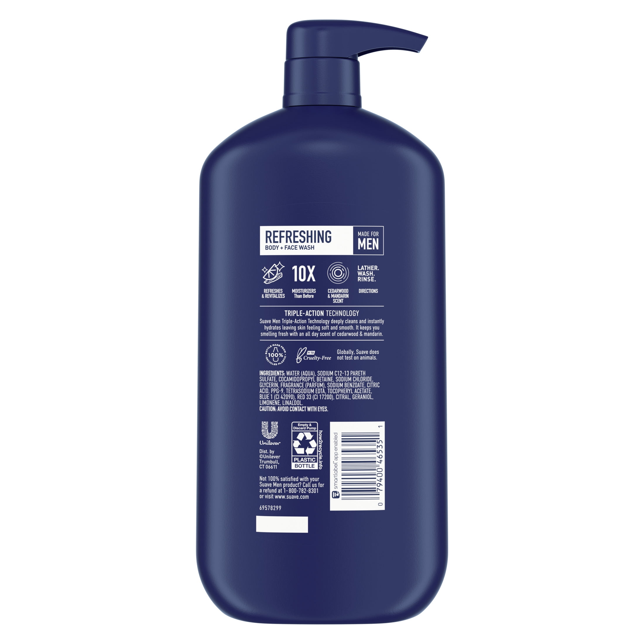 (2 pack) Suave Men Face & Body Wash, Refreshing, 30 oz