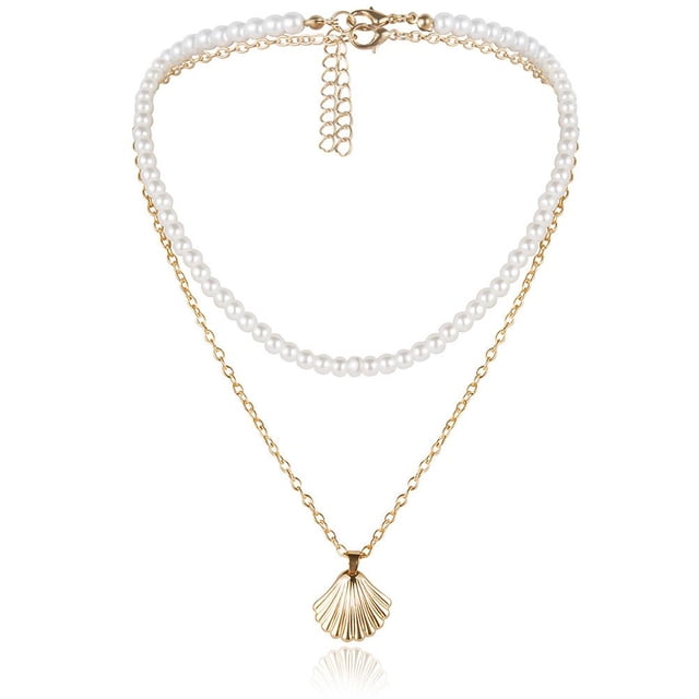 Collar De Conchas Nacaradas De Dos Pisos De Metal Vintage Para Mujer, Regalo De Joyería Para Mujer, Collar Creativo Ligero Para Mujer Para Cumpleaños Y Vacaciones sonducket AP005563-00