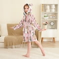thumbnail image 4 of FORMRS Niños Bathrobe Unisex Hooded Robe Soft Plush Pajamas Sleepwear, Size 2-3T, Green Christmas Houses, 4 of 7