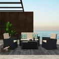thumbnail image 3 of Cloud Mountain 4-Pc Patio Outdoor Furniture in Black Wicker and Khaki Cushions, 3 of 9