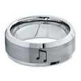 thumbnail image 2 of Tungsten Beam Note Music Band Ring 8mm Men Women Comfort Fit Gray Step Bevel Edge Brushed Polished, 2 of 4