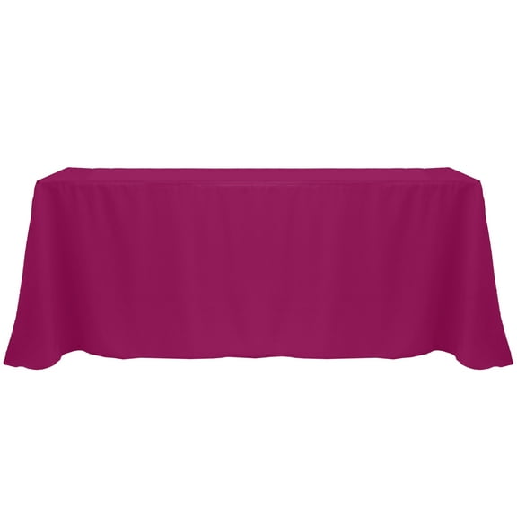 Ultimate Textile (10 Pack) 108 x 156-Inch Rectangular Polyester Linen Tablecloth with Rounded Corners - for Wedding, Restaurant or Banquet use, Raspberry Red