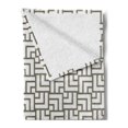thumbnail image 2 of Modern Soft Flannel Fleece Throw Blanket, Mysterious Vintage Maze Modern Shape in Squares Lines Work of Art Print, Cozy Plush for Indoor and Outdoor Use, 50" x 60", Sage Green and White, by Ambesonne, 2 of 5