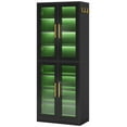 thumbnail image 3 of Hommoo 8-Tier Freestanding Tall Shoe Cabinet with Acrylic Doors and LED Lights, 24 Pairs,Black, 3 of 5