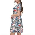 thumbnail image 2 of Naloa Flamingo And Zebra Print Womens Summer A-Line Dress with Pockets,Short Sleeve Dresses,Flowy Beach Swing Dress for Vacation Travel, 2 of 6