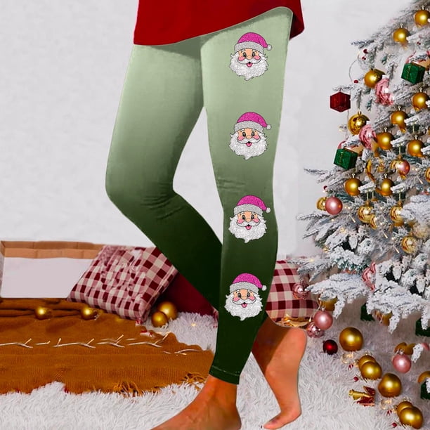 WILLBEST Leggings de Yoga de Cintura Alta para Mujer, Suaves, Elásticos, Cómodos, con Estampado Navideño Y Diseño de Bloques de Color para Fitness Y Running 2686 Mediana