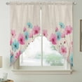 thumbnail image 2 of Blue Pink Flowers Swag Valances for Windows 2 Pack, Kitchen Window Curtains 36 Inch Length, Spring Garden Floral Rustic Burlap Privacy Swag Curtains for Living Room/Bathroom with Rod Pocket 36"x36", 2 of 8