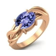 thumbnail image 2 of 925 Sterling Silver Rose Vermeil 9X7MM Oval Shape Tanzanite Solitaire Women Valentines Day Gifts Ring, 2 of 4