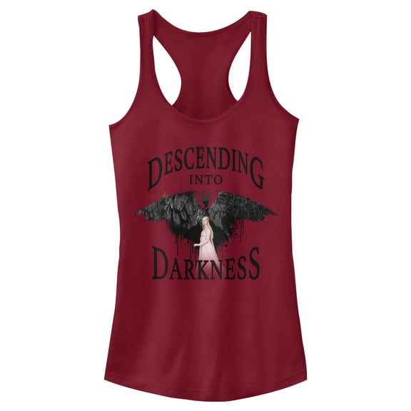 Junior's Maleficent: Mistress of All Evil Descending  Racerback Tank Top Scarlet 2X Large