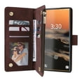 thumbnail image 2 of Zipper Wallet Case for Google Pixel 8 Pro with Large Capacity Card Slots Holder Flip Folio Cover, Premium PU Leather Magnetic Clasp Wrist Strap Kickstand Soft Silicone Shockproof Case,Coffee, 2 of 6