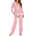 thumbnail image 3 of Renewold Winter Button Pajama for Women Size S Valentine's Day Gifts Love Heart Long Sleeve Top and Pant Pj Set of 2 Skin Friendly Pink Pullover Tops Sleepwear, 3 of 6