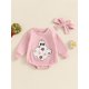 thumbnail image 2 of Traje de Halloween para niña recién nacida, sudadera con bordado de fantasma, mono, suéter de gran tamaño, diadema, ropa de otoño, 2 of 7
