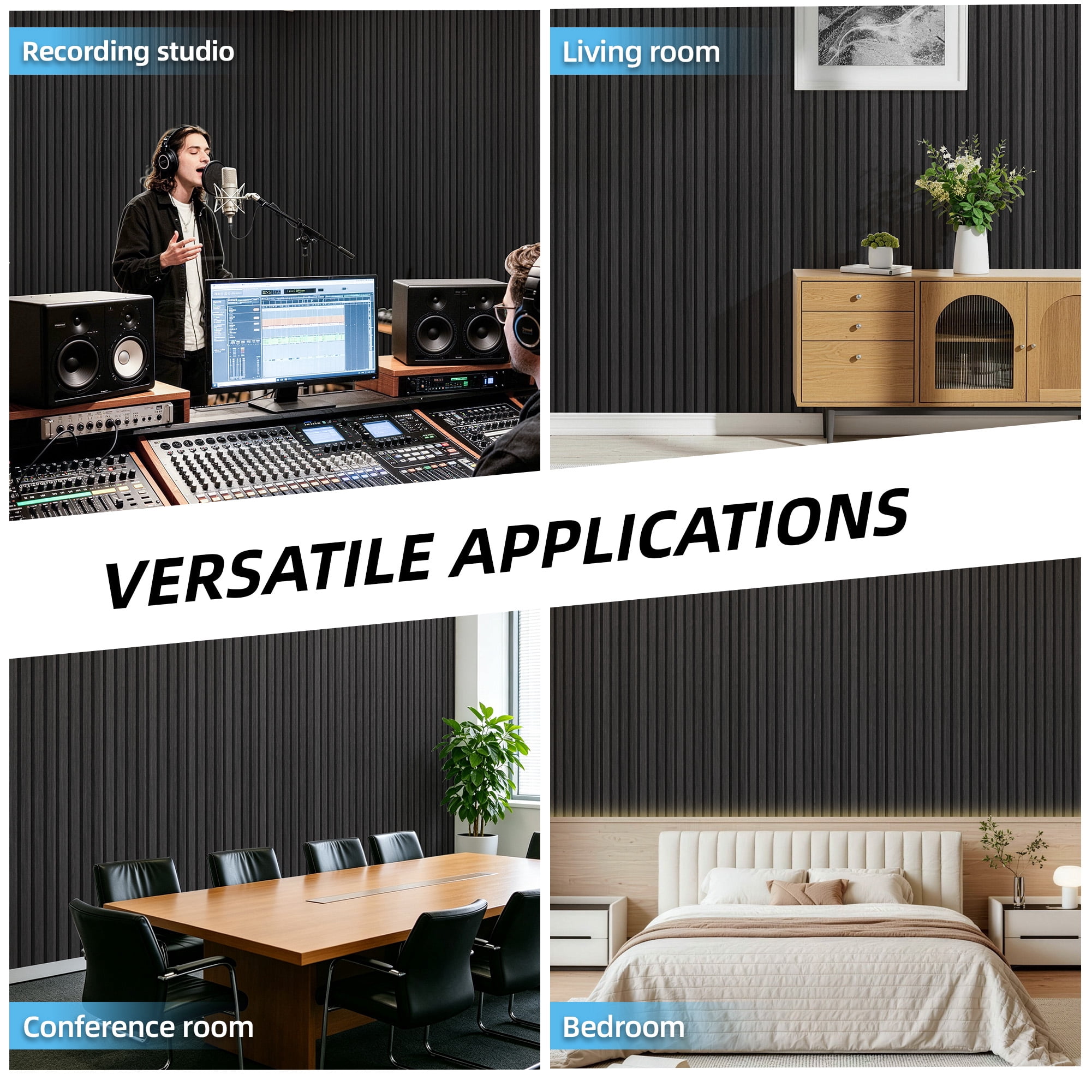 Yeslife 6-Pack Wood Slat Wall Panels, 11.81 x 92.91 in., Grey Oak MDF Acoustic Wall Panels, Modern Fluted Wooden Accent Wall Paneling for Living Room, Bedroom & Office, Covers 45.72 Sq. Ft.