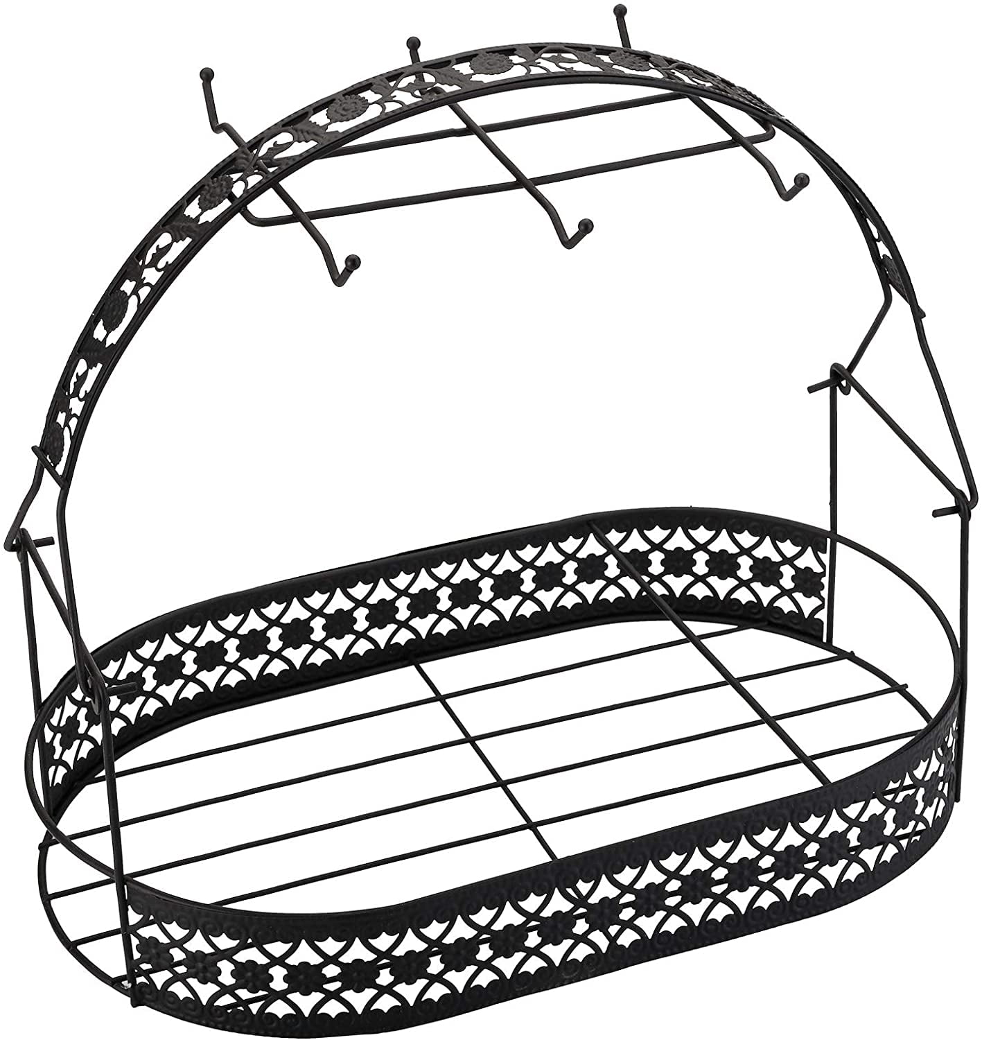 Mug Holder with Storage Basket, Coffee Mug Rack Coffee Cup Holder Stand