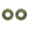 thumbnail image 2 of Set of 2 Pre-Lit Christmas Wreaths with Warm White LED Lights, Red Berries & Pine Cones, 24" | 8 Lighting Modes, Battery Operated, Indoor & Outdoor Decor (Green), 2 of 7