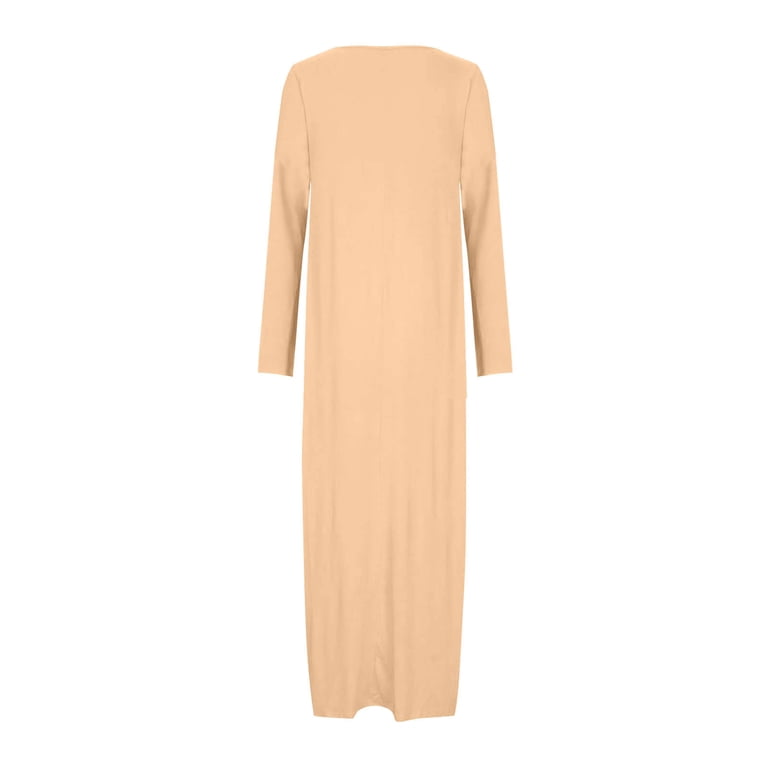 Efsteb Fall Dresses for Women Round Neck Long Dress Spring Fashion Casual Long Sleeve Loose Plain Maxi Dresses (Khaki,S), Women's, Size: Small, Brown Efsteb Fall Dresses for Women Round Neck Long Dress Spring Fashion Casual Long Sleeve Loose Plain Maxi Dresses (Khaki,S), Women's, Size: Small, Brown