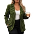 thumbnail image 2 of Purcolt Women's Stripes Blazer Dressy Casual Notched Lapel One Button Long Sleeve Boyfriend Jackets Suit Comfort Slim Fit Business Work Office Outerwear, 2 of 9