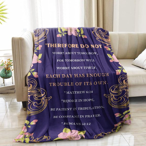 Christian Blanket for Women, Mother's Day Religious Blanket with Inspirational Healing Bible Verse Pattern Get Well Soon, 30x40in Fleece Blanket