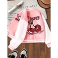 thumbnail image 4 of JIAYUE Girls Outerwear Coats Long Sleeve O-Neck Baseball With Cherry Fruit Pattern Design Classic School Style For Toddler Trendy Kids Jacket, 4 of 7