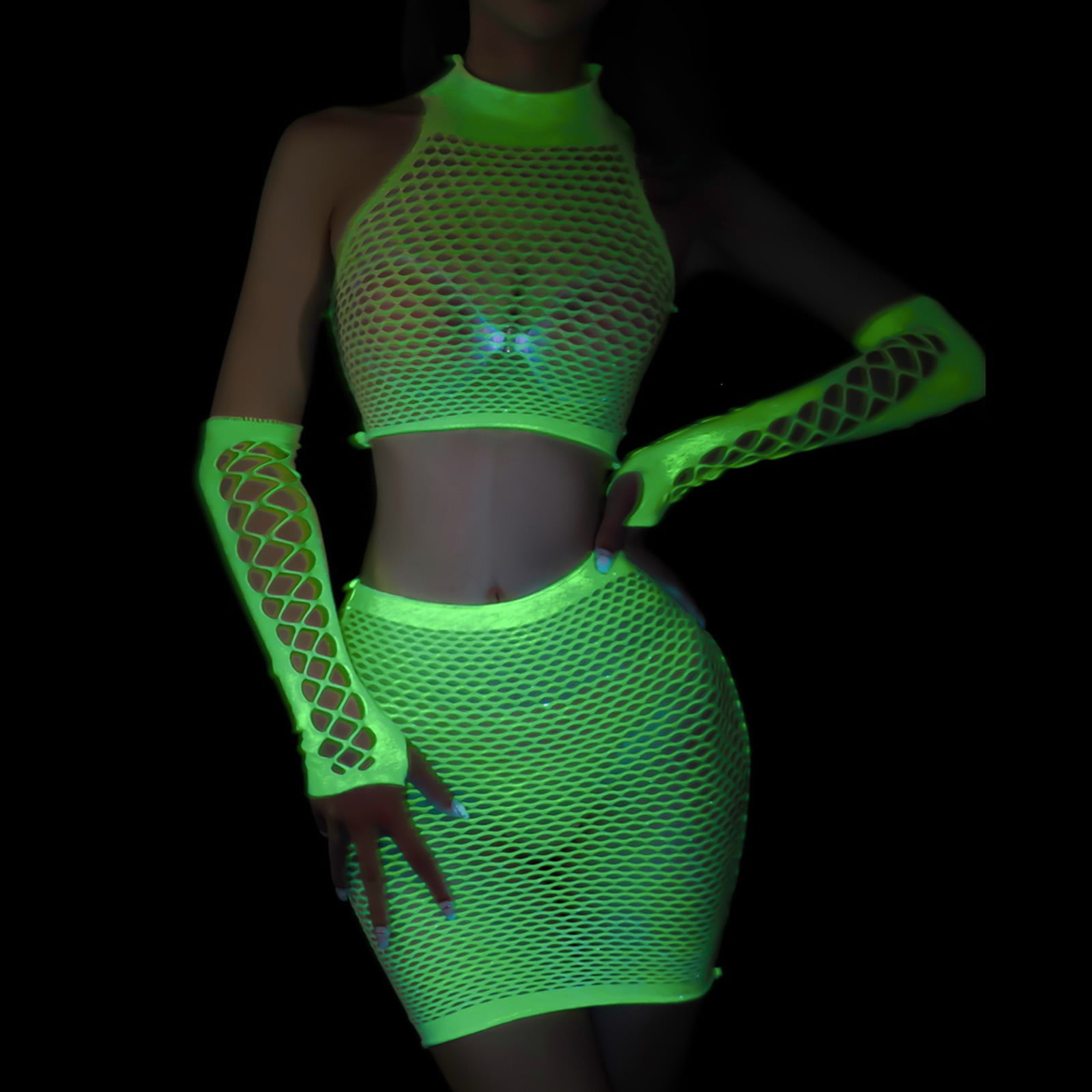 Homely Womens Valentine s Day Lingerie Glow In The Dark Fishnet Stockings Luminous Sexy Green Fishnets Lingerie Tights High Waist Pantyhose Bodysuit Walmart