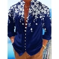 thumbnail image 4 of Mens Long Sleeve Shirt Floral Button Down Collared Loose Fit Casual Vintage Hippie Summer Breathable Shirts Red XL, 4 of 5