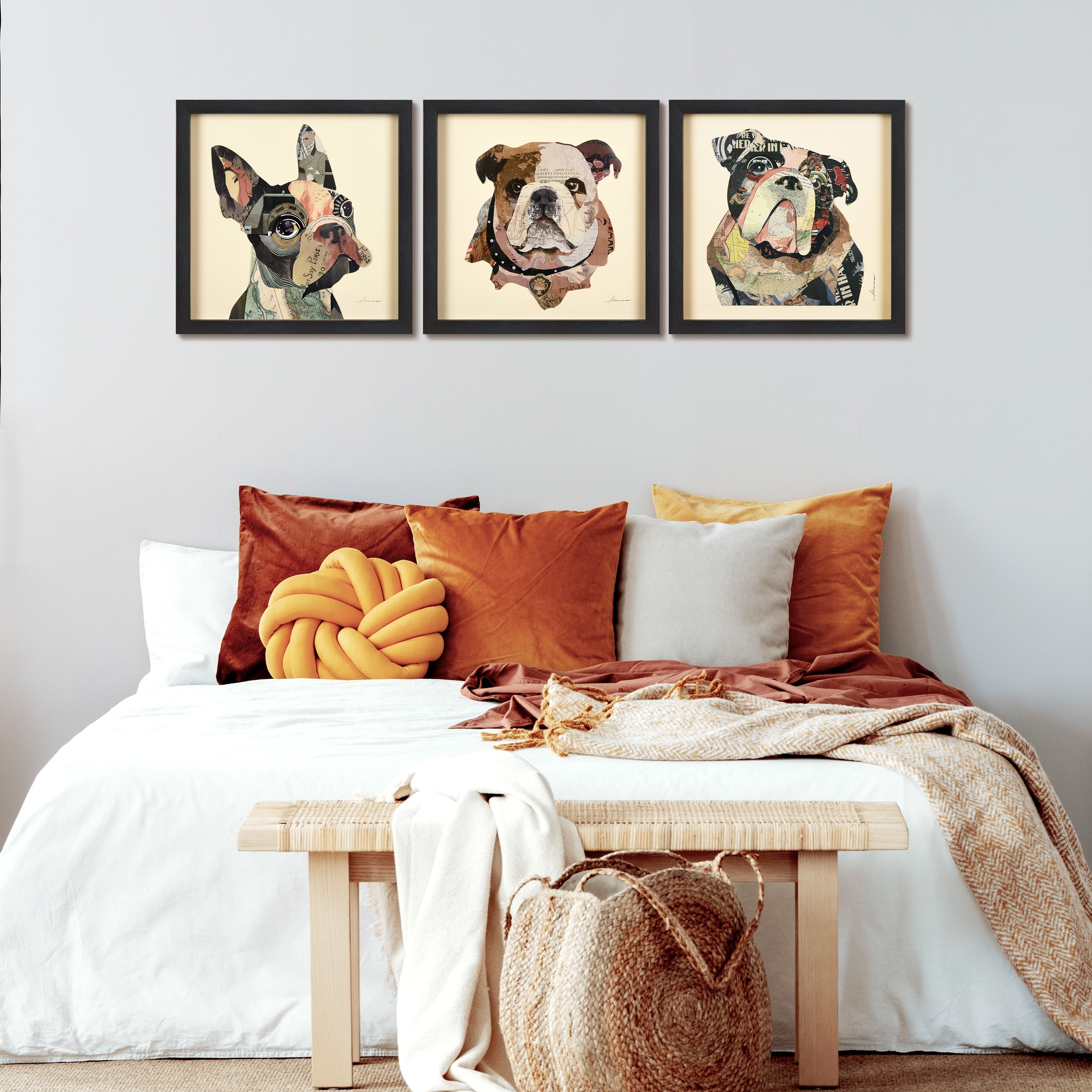 Empire Art Graphic Dog Framed Art Prints, Set of 3, by Alex Zeng