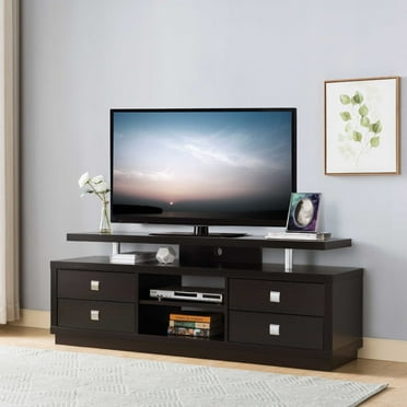 TV Stand With 4 Cabinets & 2 Shelves- Red Cocoa