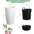 thumbnail image 2 of 22" Tall Round Planter Set of 2, Self Watering Pots for Indoor & Outdoor Plants, Large Flower Pot With Built-In Drainage and a Water Level Monitor, for Patio, Porch, Living Room, Office, White, 2 of 9