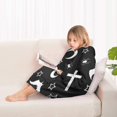 thumbnail image 4 of Black Halloween Bat Spider Pattern Blanket Hoodies for Kids 6-13YR Oversize Wearable Blanket Hoodies for Boys Girls Teens, 4 of 7