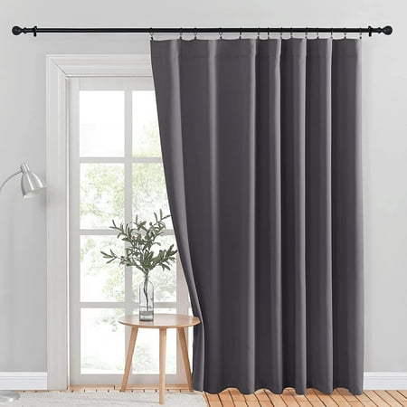 Patio Door Curtain Slider Blind Vertical Blinds Wide Width Blackout Curtains Ds With Rod Pocket Back Tab Design Grey Sliding Dries 100 Inches W X 84 L Single Panel Patio Door Curtain Slider Blind, Sliding Door Vertical Blinds Curtains