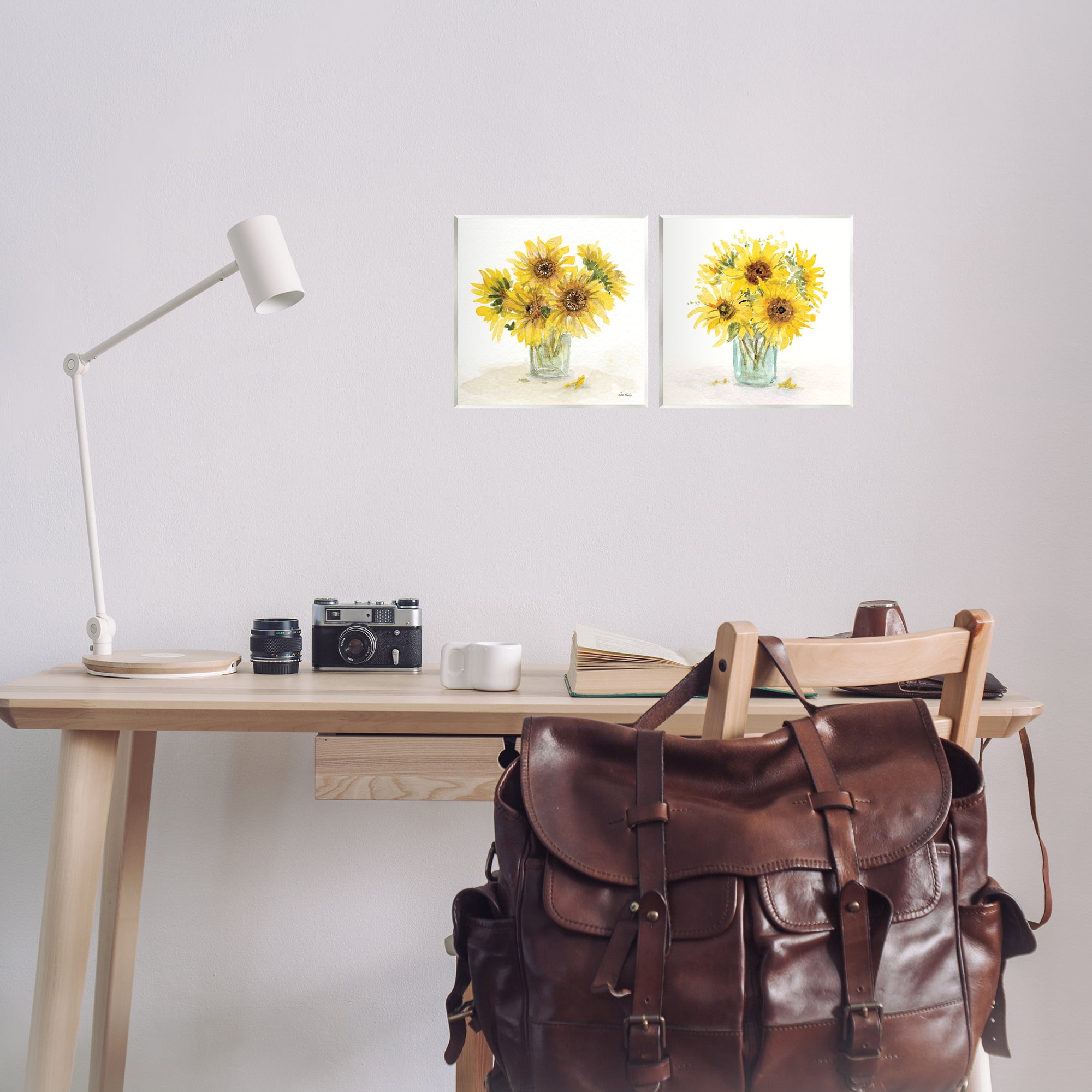 Stupell Industries Sunflower Bouquet Jar Plants & Flowers Painting Unframed Art Print Wall Art, 12 x 12, Set of 2