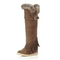 thumbnail image 4 of Fesfesfes Womens Snow Boots Long Boots Slip-on Velvet Lined Warm Boots Solid Color Shoes with Tassels Flat Knee High Boots 38(US:6.5), 4 of 6