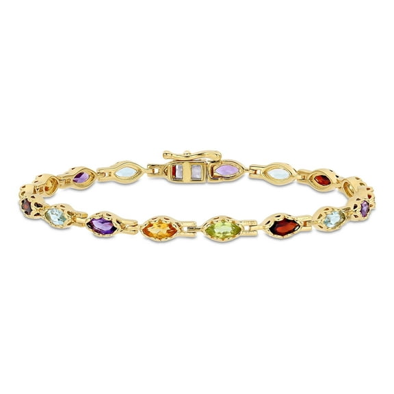 Everly Women's Garnet Topaz Amethyst Citrine Peridot Yellow Gold Plated Tennis Bracelet