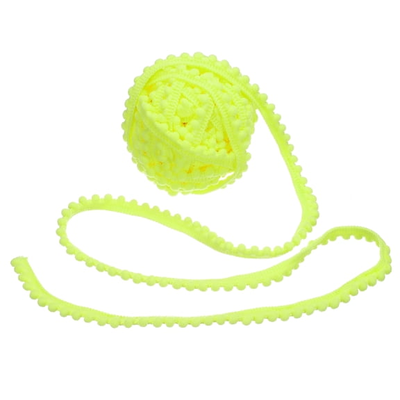 Uxcell 8.5 Yards Pom Pom Trim Ribbon, 0.5" Wide Fluorescent Yellow Pom Pom Ball Fringe Trim Ribbon for DIY Crafts Curtain Clothes Pillow Home Decoration