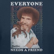 Teelocity Bob Ross Everyone Needs a Friend Navy Short Sleeve Graphic Tee