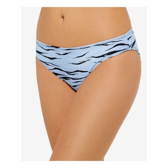 HULA HONEY Women's Light Blue Animal Print Lined Wild Cat Hipster Swimsuit Bottom S