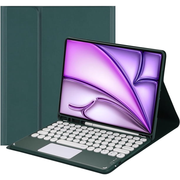 Funda con teclado táctil para iPad Air de 13 pulgadas (M3) 2025, (M2) 2024 con portalápices - Teclado Bluetooth táctil magnéticamente desmontable